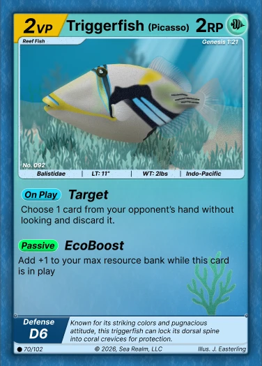 Picasso Triggerfish SeaRealm card used as a reading example