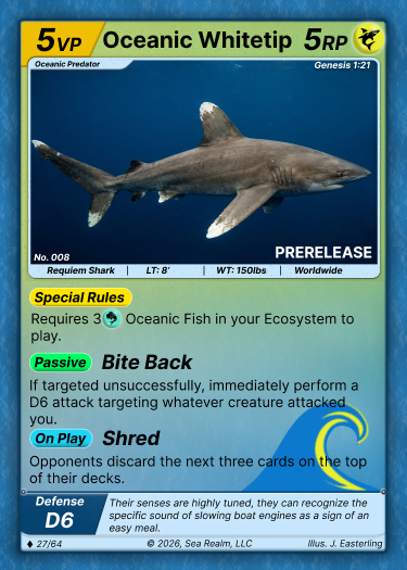 Oceanic Whitetip Shark SeaRealm card