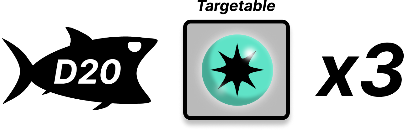 SeaRealm attack indicator showing attack die, legal target icons, and repeated attack count